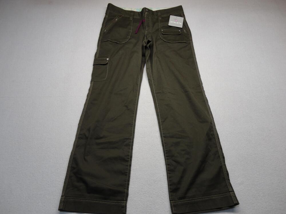 Athleta Pants Womens 6 Green Path Finder Hiking Cargo Khakis Pockets Outdoor